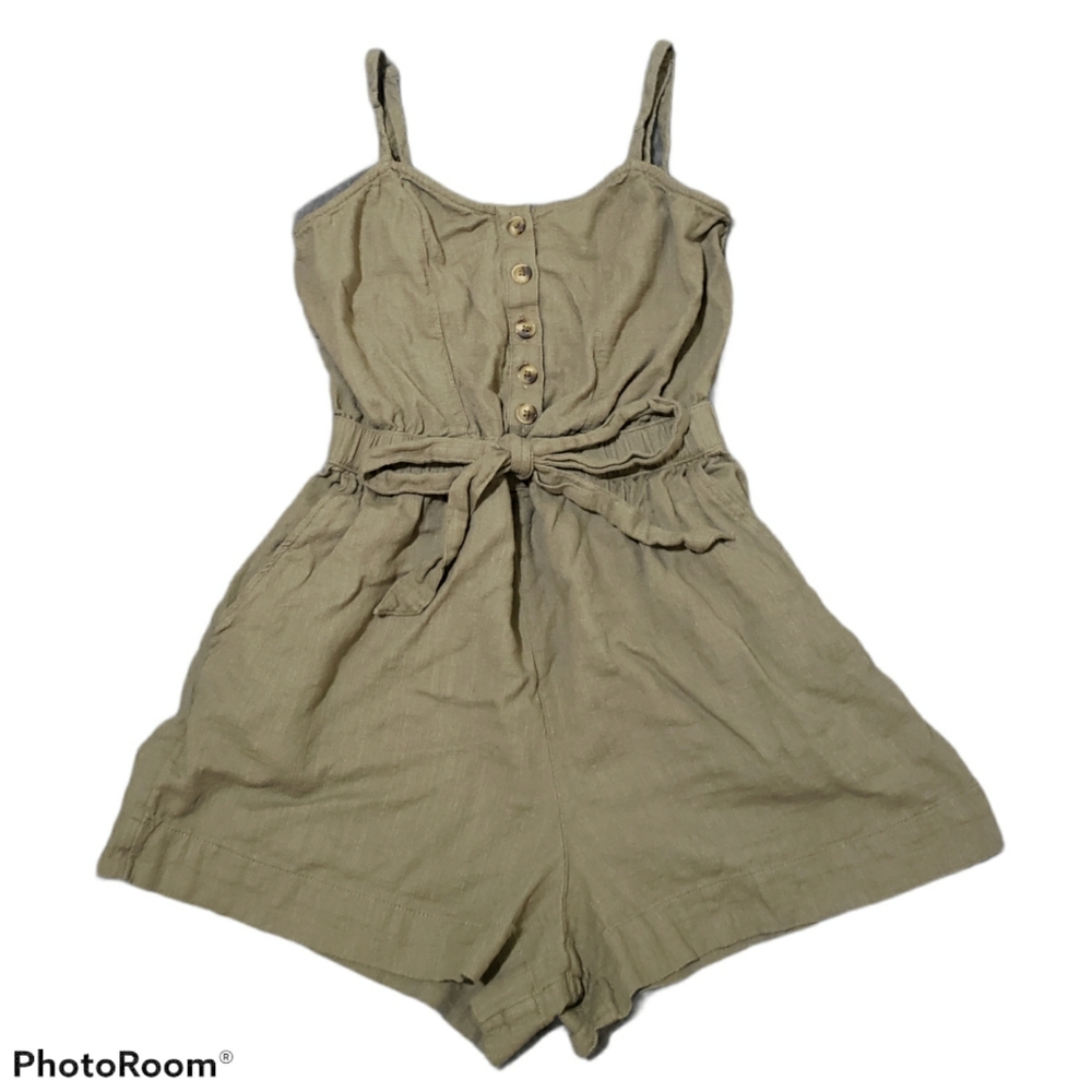 AERIE | Olive Green Romper w/ Waist Tie